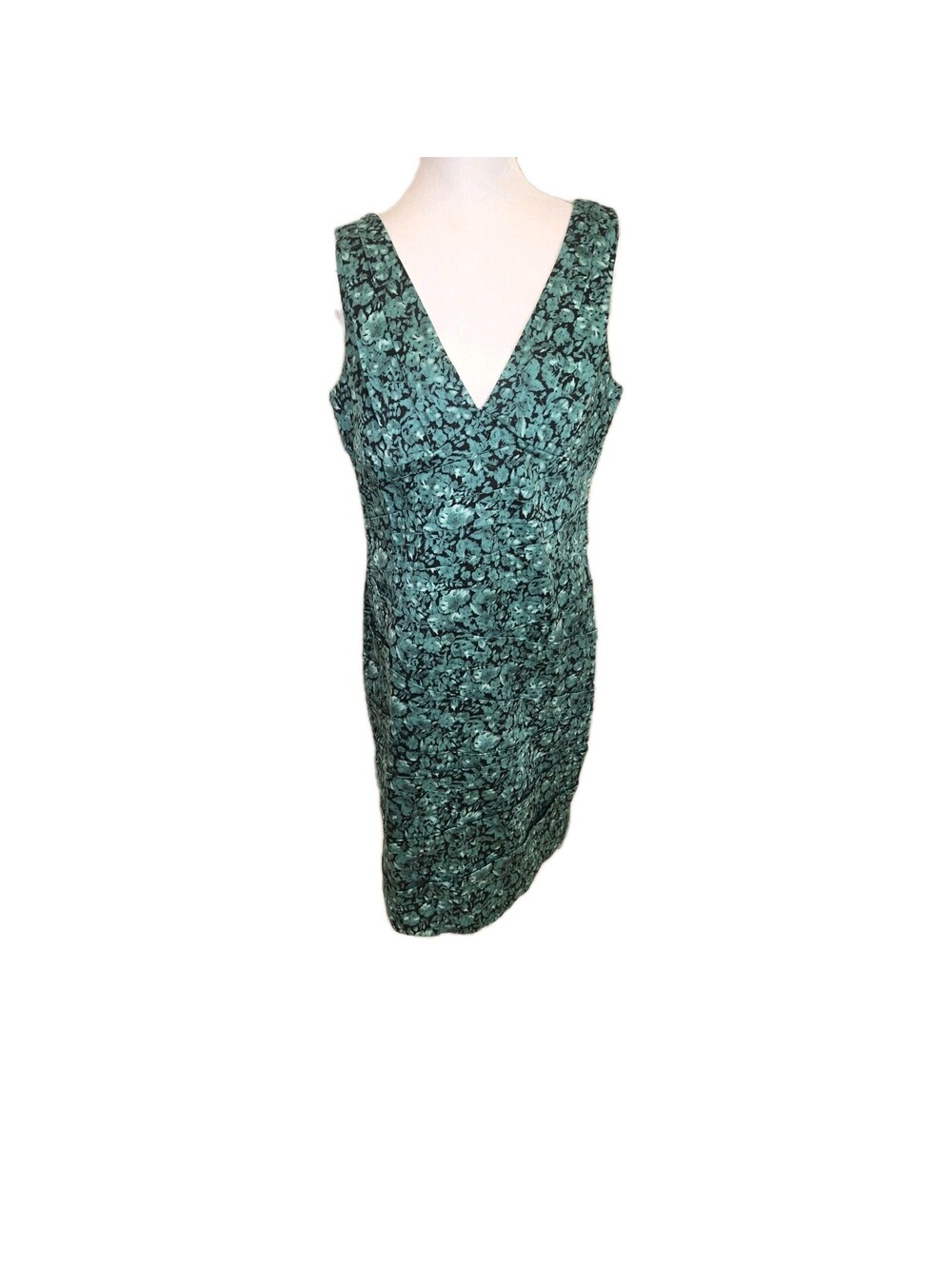 Lovers Sleeveless Sheath Dress Teal / Black Floral Sz 12 Cotton Spandex...